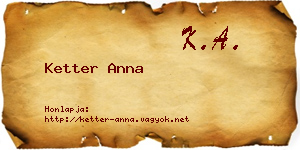 Ketter Anna névjegykártya